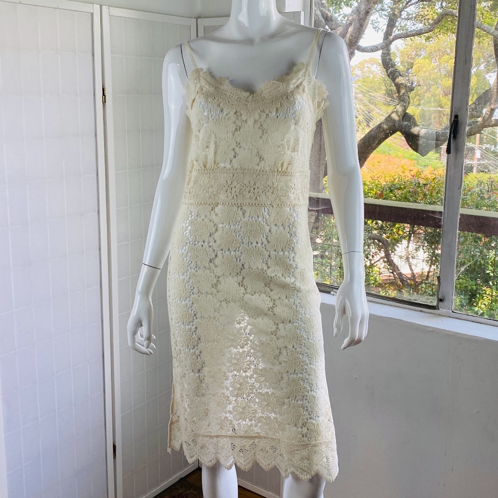 NWT, Goen.J Macramé Dress w/ Scalloped Edges, 6.
